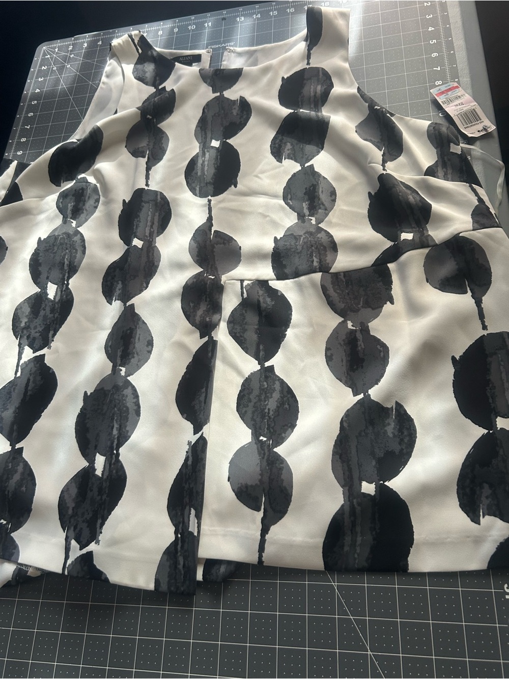 Alfani Black and White A-Line Printed Skirt